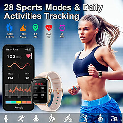 Avis VANWIN Montre Connectée Femme Homme, Smartwatch Avec Appel Et Sms 1.7" Montre Tactile Bracelet Connecté Sport 28 Modes Ip67 Podomètre Moniteur Cardiaque Sommeil Trackers D'activité Pour Android Ios (Or)