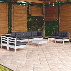 vidaXL Salon de jardin 9 pcs avec coussins bois de pin massif