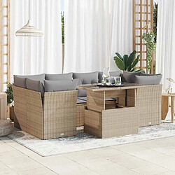 vidaXL Salon de jardin avec coussins 7 pcs beige résine tressée