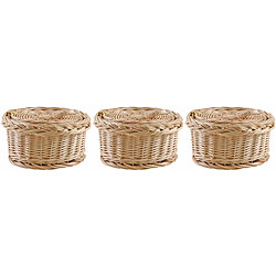 Aubry Gaspard Coffret de rangement rond en osier blanc (Lot de 3).