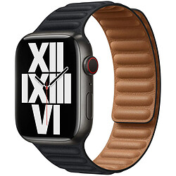 Leather Link pour Apple Watch Series 1 á 9 / SE (38/40/41 mm) | Series 10 (42 mm) - Taille M/L - Midnight