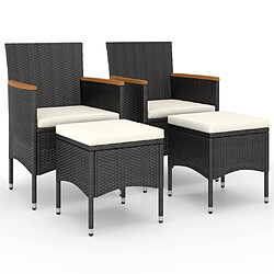 vidaXL Ensemble de chaises et tabourets - Lot de 4 - Résine tressée