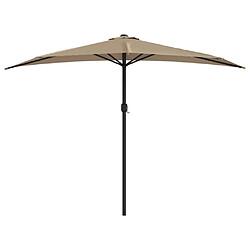 Helloshop26 Parasol de balcon avec mât en aluminium taupe 300 x 150 cm demi 02_0008307