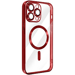 Avizar Coque MagSafe pour iPhone 14 Pro Max Silicone Protection Caméra Chromé Rouge