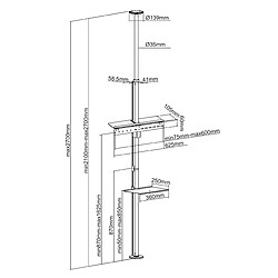 Acheter Support TV Maclean télescopique plafond et sol avec étagère MC-791N 37 "-70" 30 kg