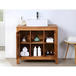 Avis Vente-Unique Meuble de salle de bain en bois d'acacia avec simple vasque - 90 cm - PULUKAN