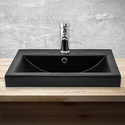 ML DESIGN MODERN LIVING Lavabo en céramique noir mat vasque encastre pour salle de bain 535x460x165 mm pas cher