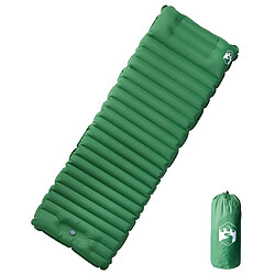 vidaXL Matelas de camping autogonflant avec oreiller 1 personne vert 