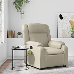 vidaXL Fauteuil inclinable de massage Crème Similicuir