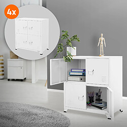 ML DESIGN MODERN LIVING Lot de 4 armoires de bureau Armoire de classement Armoire en acier avec étagères