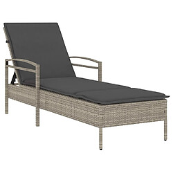 vidaXL Chaise longue et coussin gris clair 63x200x81 cm résine tressée