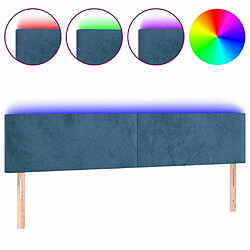 Maison Chic Tête de lit scandinave à LED,meuble de chambre Bleu foncé 200x5x78/88 cm Velours -MN68353