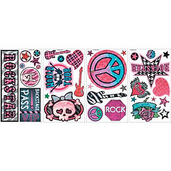 Thedecofactory GIRLS ROCK N ROLL - Stickers repositionnables style Rock'n'Roll Girly