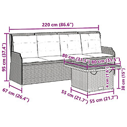 vidaXL Salon de jardin avec coussins 3 pcs beige résine tressée pas cher