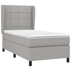 Avis Maison Chic Lit Adulte - Lit simple Lit à sommier tapissier et matelas moelleux - Meuble de Chambre - Gris clair 90x190 cm Tissu -MN63100