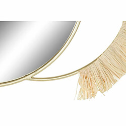 Miroir mural DKD Home Decor Naturel Doré Métal Fibre Frange (89 x 2 x 40 cm)