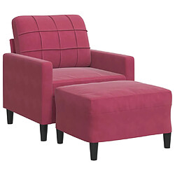 vidaXL Fauteuil avec repose-pied Rouge bordeaux 60 cm Velours