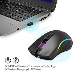 Universal T26 2,4G MICE TYPE CHARGE TYPE-C sans fil 2400dpi 7 touches Eergonomique Optical RVB Light Gaming souris