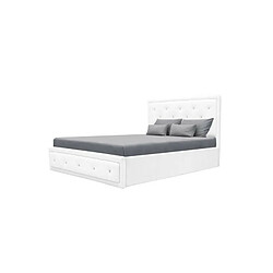 VIRGINIA Lit coffre adulte 160x200 cm - Simili blanc - Sommier inclus