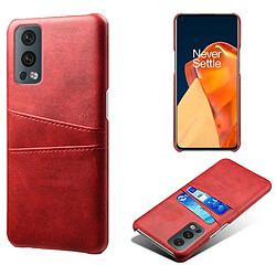 Coque en TPU + PU double porte-cartes, anti-chute, rouge pour votre OnePlus Nord 2 5G