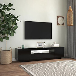 Maison Chic Meubles TV avec lumières LED - Banc TV pour salon noir 160x35x40 cm -MN48615 pas cher