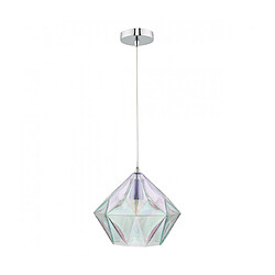 Luminaire Center Suspension Gaia Chrome poli,verre iridisé 1 ampoule 27cm