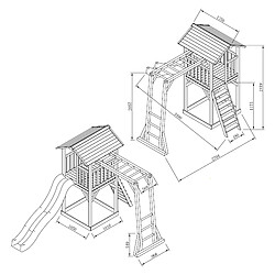 Acheter AXI Beach Tower Aire de Jeux avec Toboggan en Rouge, Cadre d'escalade & Bac à Sable | Grande Maison Enfant extérieur en Gris & BLANC | Cabane de Jeu en Bois FSC