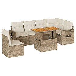 vidaXL Salon de jardin avec coussins 7 pcs beige résine tressée