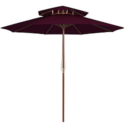 Maison Chic Parasol Jardin | Parasol double avec mat en bois Rouge bordeaux 270 cm - GKD45614