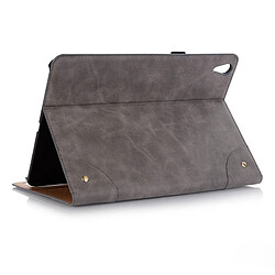 Wewoo Housse Étui Coque en cuir PU à rabat horizontal de style rétro pour iPad Pro12,9 pouces 2018avec support et emplacements cartes et porte-monnaie Gris pas cher