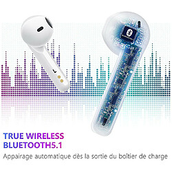 Chrono Écouteur Bluetooth Écouteurs sans Fil in Ear 5.1 HiFi Stéréo 40H d’Autonomie Boitier avec Affichage Numérique Oreillettes avec Contrôle Tactile Micro IPX5 Etanche pour iOS Android Samsung(Blanc)