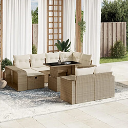 vidaXL Salon de jardin 11 pcs avec coussins beige résine tressée