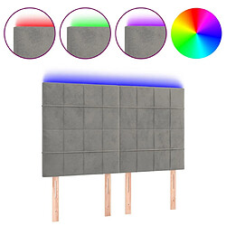 Maison Chic Tête de lit scandinave à LED,meuble de chambre Gris clair 144x5x118/128 cm Velours -MN15165