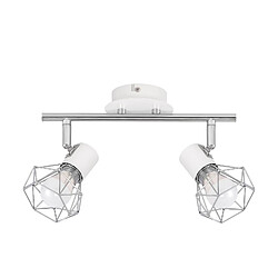 NETTLIFE 2 Spots de Plafond Pivotantes Intérieur Blanc Industriel en Métal E14 Réglable à 350° pour Bureau Vestiaire Couloir Salle de Bain