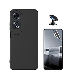 NIS Kit De Film De Gel De Couverture Complète Avant + Couverture En Silicone Flexible + Support De Voiture Compatible Avec Oppo A60 - Noir