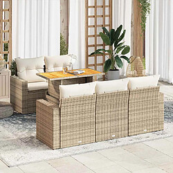 vidaXL Salon de jardin avec coussins 6 pcs beige résine tressée