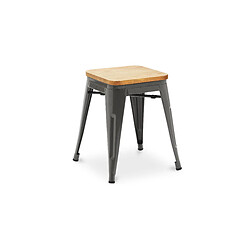 ICONIK INTERIOR Tabouret de bar design industriel - Bois et acier - 45cm - Nouvelle édition - Stylix Bleu foncé