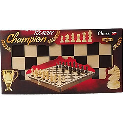 Magiera Champion Pièces d'échecs en bois Plus Figurines et planche laquée pliable se transformant en boîte 35 x 35 cm doublée de toile rouge gaufrée