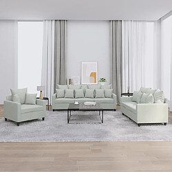 Maison Chic Ensemble de canapés 3 pcs avec coussins, Canapé droit Sofa pour Salon Gris clair Velours -GKD687644