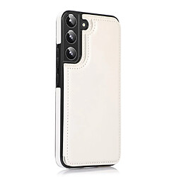 Coque en TPU + PU texture cheval fou, fermoir magnétique avec béquille et porte-cartes blanc pour votre Samsung Galaxy S22 5G