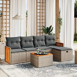 Maison Chic Ensemble Tables et chaises d'extérieur 6pcs avec coussins,Salon de jardin gris résine tressée -GKD454936