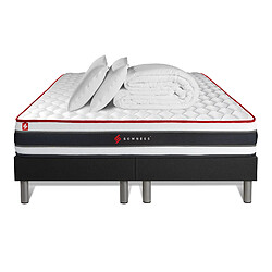 Somness Pack matelas ENERGY 200x200 + double sommiers noir 100x200 + Couette + 2 oreillers