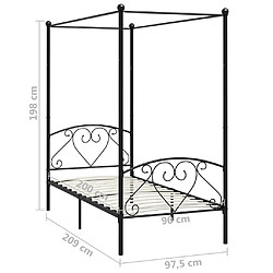 Acheter vidaXL Cadre de lit à baldaquin sans matelas noir métal 90x200 cm