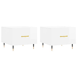 vidaXL Tables basses 2 pcs blanc brillant 50x50x40cm bois d'ingénierie