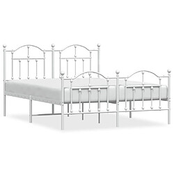 Maison Chic Lit adulte - Lit simple Cadre de lit métal avec tête de lit/pied de lit,Structure du lit Contemporain pour chambre blanc 140x190cm -MN88777