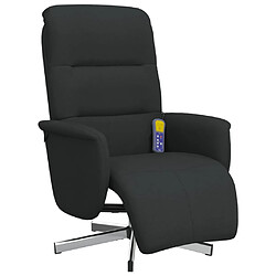 vidaXL Fauteuil inclinable de massage avec repose-pieds noir tissu