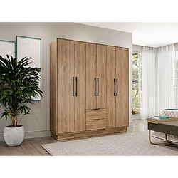 Vente-Unique Armoire 6 portes et 2 tiroirs - L162 cm - Coloris : Naturel - FEOVA