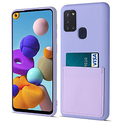 Coque en silicone anti-rayures avec porte-carte violet clair pour votre Samsung Galaxy A21s