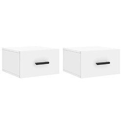 Maison Chic Lot de 2 Tables de Chevet murales - Tables de Nuit blanc 35x35x20 cm