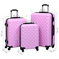 vidaXL Ensemble de valises rigides 3 pcs Rose ABS pas cher